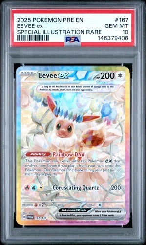 2025 POKEMON PRE EN-PRISMATIC EVOLUTIONS #167 EEVEE EX PSA 10