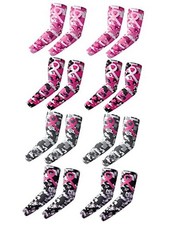 Geyoga 8 Pair Breast Cancer Awareness Sleeves Pink Ribbon Arm Sleeves Small