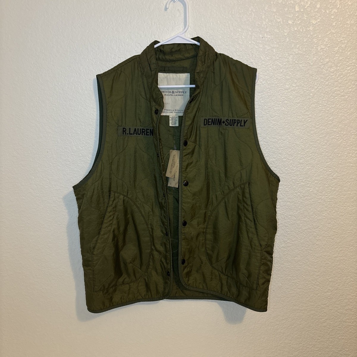 NWT Ralph Lauren Green Vest Jacket Indian Chief Military USA Flag