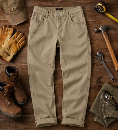 Carhartt FR Khaki 7 Pocket Cotton Nylon Work Pants. Ladies 14/34