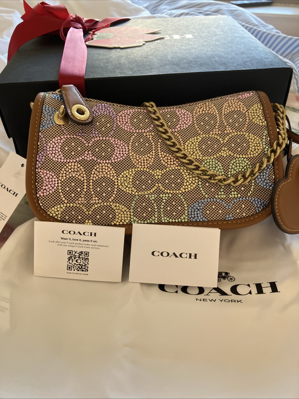 Coach Rainbow Candy Crystal Swinger 20 NWT Bag Purse Sparkle Sold Out