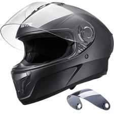 Motorcycle Full Face Helmet Matte Black DOT Street Bike Dual Visor M