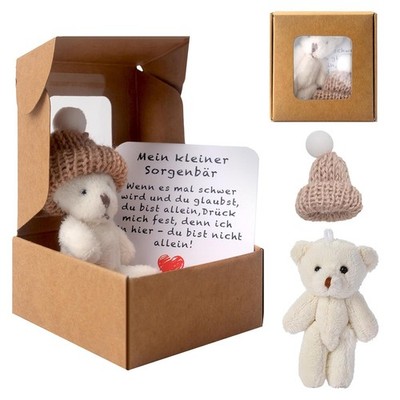 Pocket Hug Positive Mini Teddy Bear, Bear in a Box, Mini Plush Figures, Funny