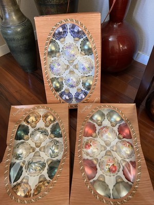Christmas by Krebs Holiday Tree Glass Ornaments Baubles 3 Boxes 36 Pcs Vintage