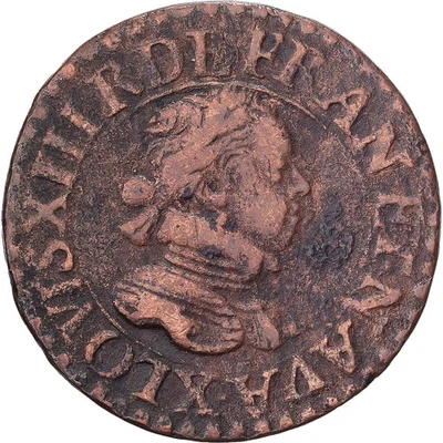 [#1526925] France, Louis XIII, Double Tournois, 1616, Amiens, Copper, VF, CGKL:2 - Image 1 of 2