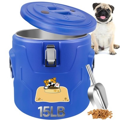 15lb Dog Food Storage Container, Stainless Steel Airtight Pet Food Storage Co...