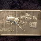 1989  VINTAGE 1 OZ .999 FINE SILVER *THE WATERGATE BUG  BAR*