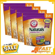 4 pack ARM HAMMER Naturals Clumping Cat Litter With Corn Fibers, 9 lbs