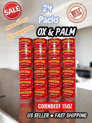 Ox and Palm Corned Beef  original Chunky Juicy Style 15oz (Pack of 24) Box New