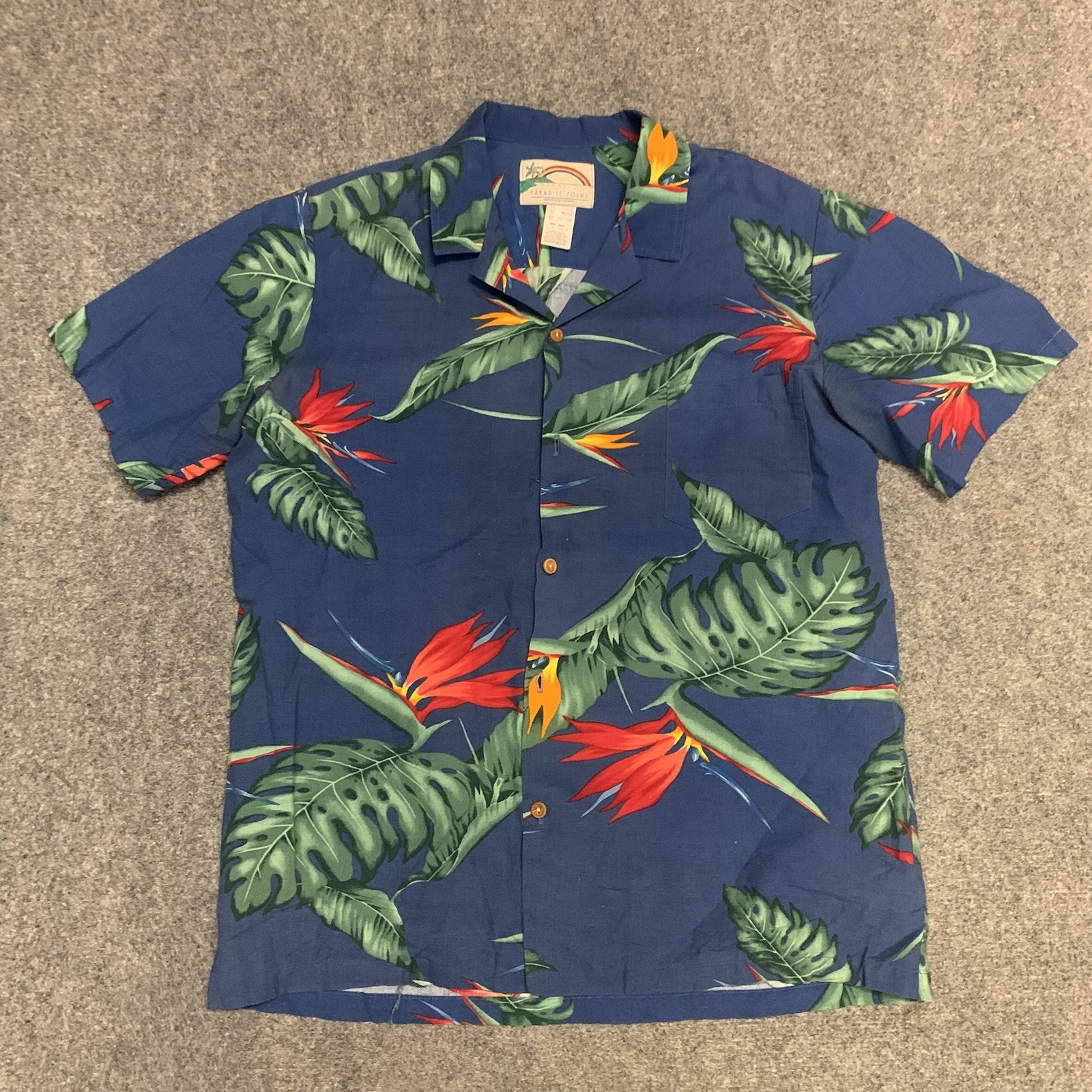 Paradise Found Mens Sz L Shirt Magnum Button Up Parrot Bird 80s Hawaiian Vintage