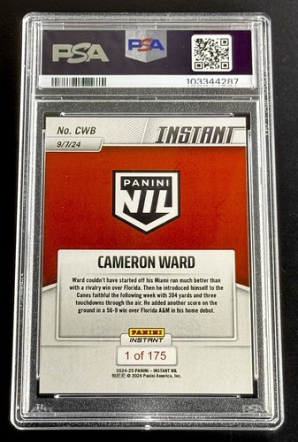 !!️RARO!!️2024 Panini NIL #1 DRAFT PICK CAM “WARD WOWS” RC/175💎PSA 10💎 - Imagen 9 de 24