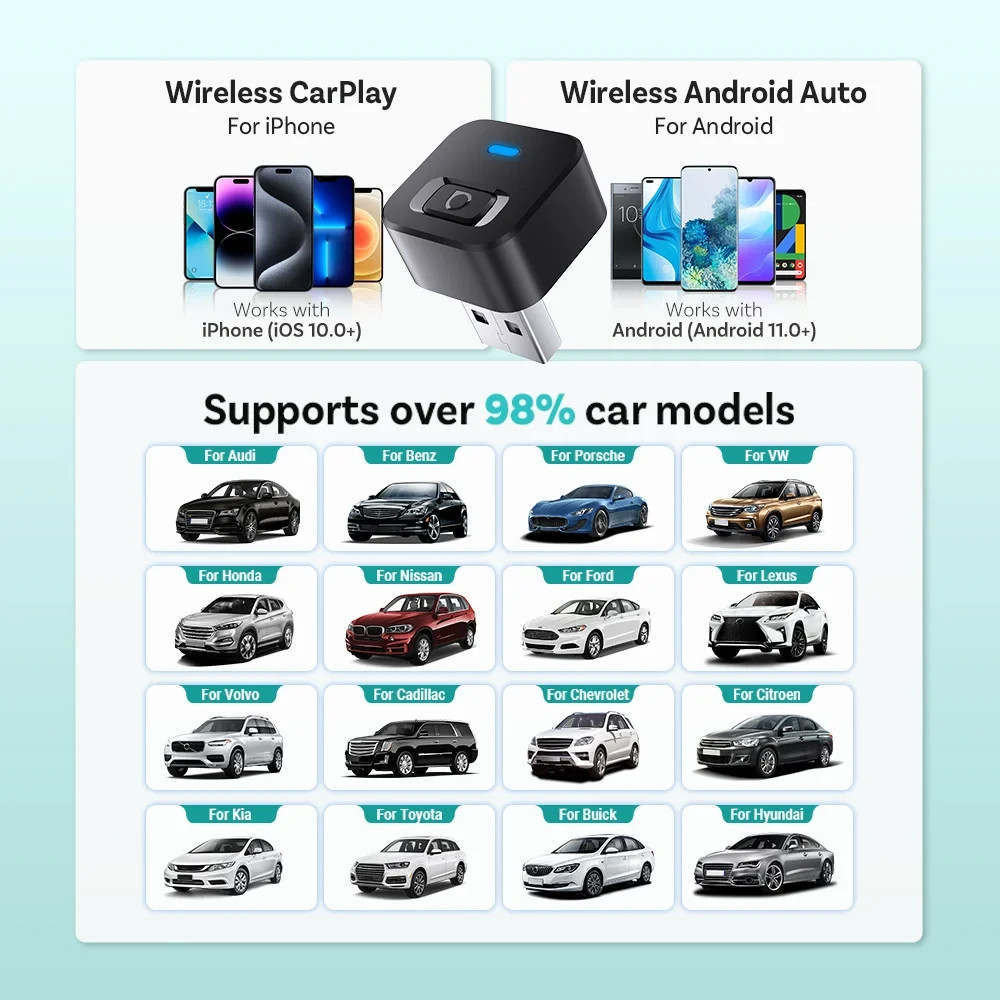 OTTOCAST Adattatore Wireless CarPlay Android Auto Plug & Play Mini DOT Express - Miniatura 2