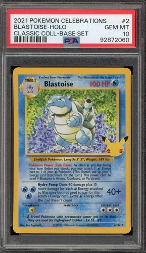 Pokemon Blastoise Celebrations Classic Coll. Base Set Holo Rare #2 PSA 10