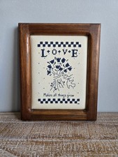 Small Vintage 1992 Handmade Wood Framed Cross Stitch. Cottagecore