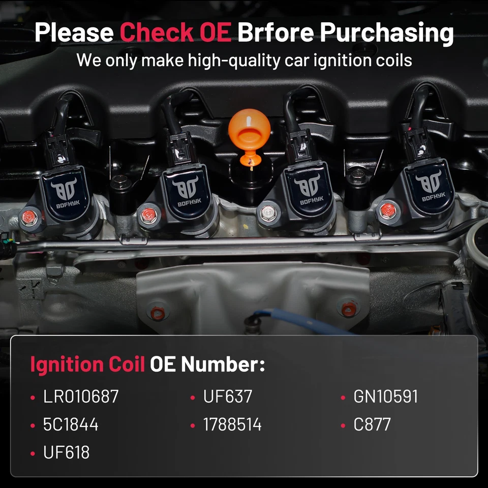 8 Ignition Bobinas Pack UF618 For 2010-2012 Land Rover Range Rover 5.0L V8 - Image 4 of 4