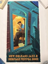 New Orleans Jazz Fest Poster 2002 Wynton Marsalis 35 1/2” X 19”.  1203/10,000