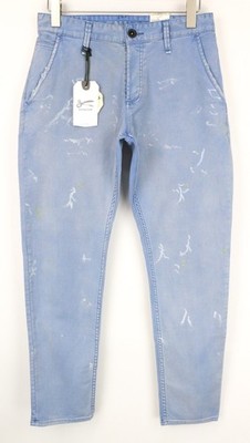 Denham Tokyo Herren Hose W29/L32 Blau Tiefer Karotte Bemalt Distressed Look