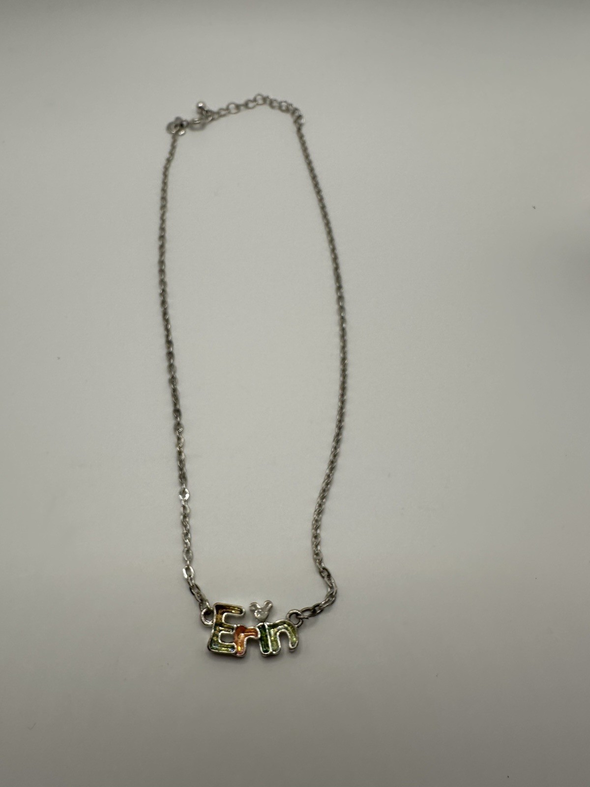 Disney Parks “Erin” Silver Tone Chain Necklace W/Mickey Mouse Ears 16”