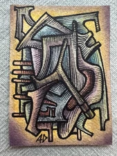 ACEO Outsider Art “Spontaneous Abstraction” Artist Alex Deranged 2025 Ink, Etc