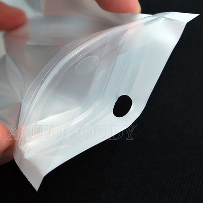 100 Pack Clear Plastic Zipper Bags - 7.75" X 11.75" With White Blocking Back, Resealable & Hang Hole