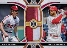 2023 Topps Tribute 23 MIKE SCHMIDT & BRYCE HARPER RARE TWO PATCHES DIGITAL CARD