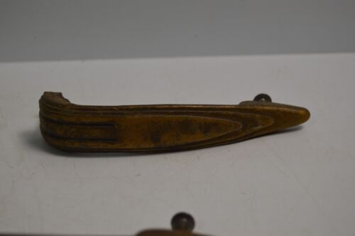 Vintage 30’s-60’s 5x Art Deco Brass Sleek Shape Cabinet Drawer Pull Handles - Picture 4 of 17