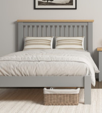 Windsor 4ft6 Double Bed Frame Pebble Grey with Oak Trim  Part Assembled