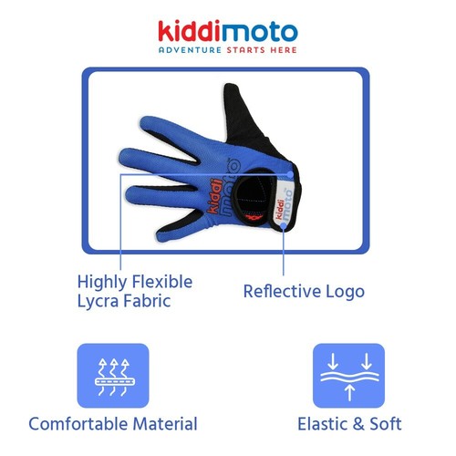 Guanti Kiddimoto full finger blu ciclismo bambini protettivi design blu - Foto 7 di 13