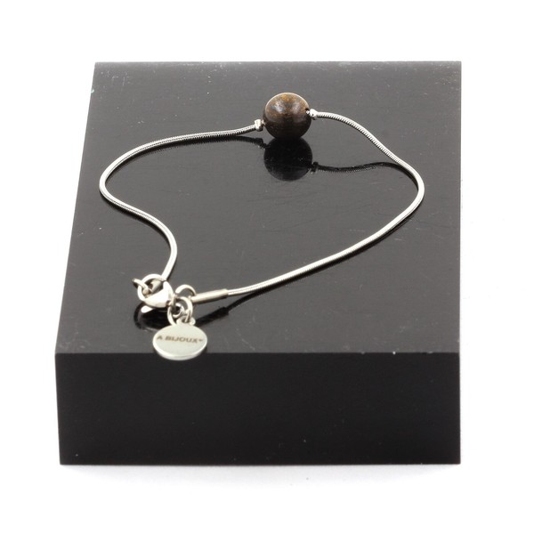 Armband Aus Edelstahl 1 Perle Bronzit 8 Mm. Made In Frankreich-image