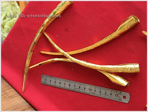 Chinese Retro palace Tribal handmade gilt miao silver Nail cover 1piece - Picture 8 of 12