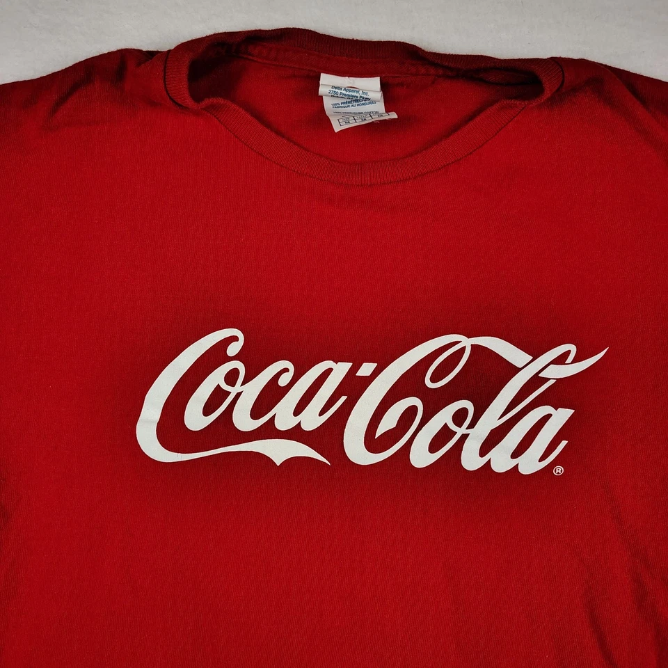 Camisa masculina vintage Coca-Cola manga curta vermelha média Y2k logotipo grande Delta Y2k - Imagem 2 de 4