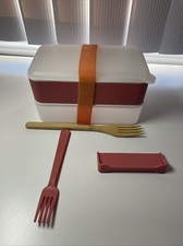 Two Compartment Stackable Bento Box With 2 Fo...