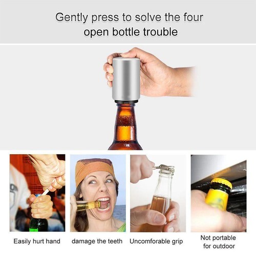 Magnetic Automatic Beer Bottle Cap Opener Stainless Steel Push Down Opener AU - Picture 3 of 26