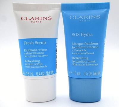 Set/2 Clarins Fresh Scrub Refreshing Cream Scrub / SOS Refreshing Hydration Mask