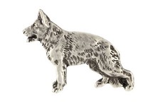 Deutscher Sch&auml;ferhund II  - Versilberte Hundebrosche, elegante Anstecknadel, Jac