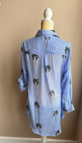 Violet Sky Womens Beach Swim Coverup New Palm Trees Striped Sz M - Picture 3 of 3