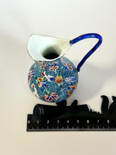 Brocca caraffa in Rame smaltato dipinto a mano miniatura tazza bricco latte - Foto 11 di 11
