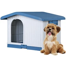34.6" Folding Dog House Indoor Outdoor Ventilate Waterproof Plastic Dog House