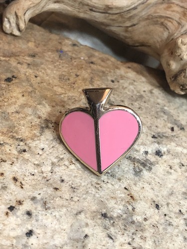 KATE SPADE Gold tone Enamel PINK HEART SPADE Lapel Pin