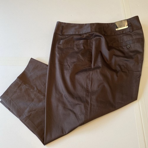 Lane Bryant Women's Brown Crop High Waisted Slacks Size 26 New Stretch Work Wear