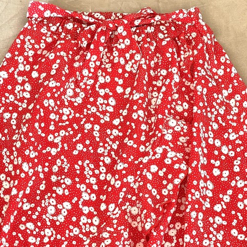 Shein Girls Skirt Size 11-12Y Floral High Low Ruffle Tiered Front Tied Red White - Picture 6 of 12