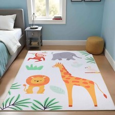 Jungle Animals Non-Slip Kids Washable Rugs Playroom Nursery Indoor Area Rug
