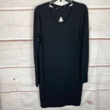 Athleta Dress Womens S Black Nirvana Sweater Knit Go-To Long Sleeve Open Back