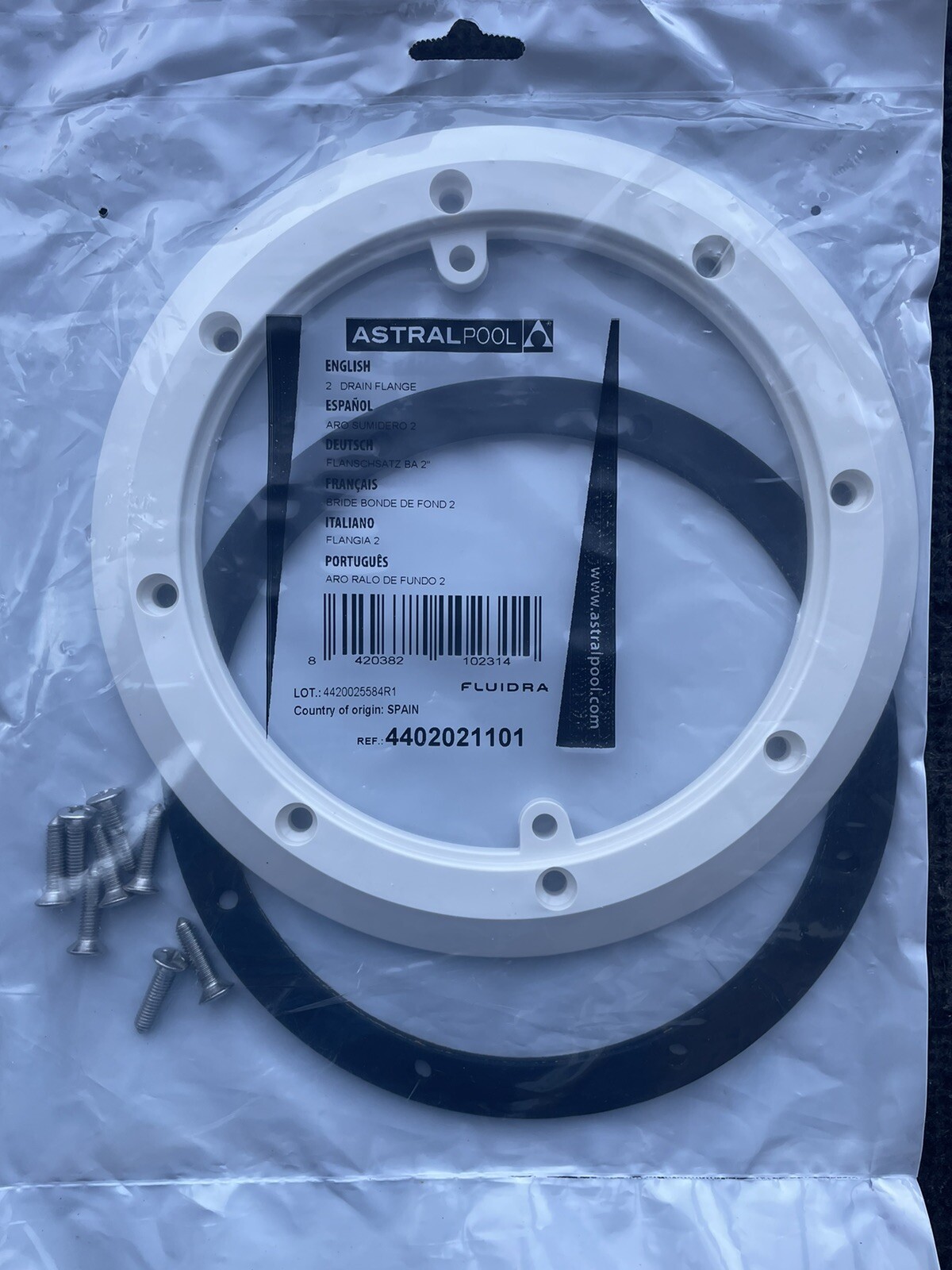 ASTRAL MAIN DRAIN CLAMP PLATE SEALING GASKETS FOR LINER POOL 230 mm 4402021101