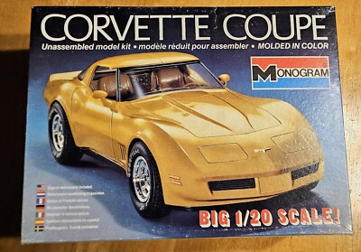 1980 Monogram 2404 Chevrolet Corvette Coupe  Model Kit  1:20th scale Sealed Bag