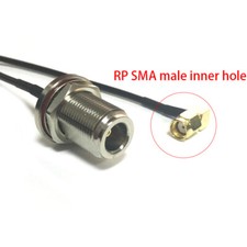 N female bulkhead to RP SMA male plug RA angle RF Pigtail Cable RG174 20cm 8"