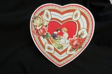 Vintage Children In Garden Heart Shaped Valentine Card 1940S Carrington