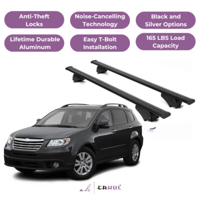 ERKUL Roof Rack Cross Bars for Subaru Tribeca 2008-2014 for Raised Rails - Black