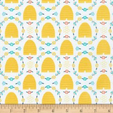 Fabric Bees Knees on White Cotton KAUFMAN FABRIC 1/4 yard 192-SPRING