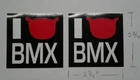 I LOVE / RACE BMX 2 STICKERS 2 3/4'' X 2 3/4'' QUALITY INDOOR / OUTDOOR VINYL